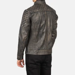 Fernando Quilted Distressed Brown Leather Biker Jacket