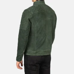 Fernando Quilted Green Suede Biker Jacket