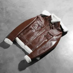 Fiona Brown Hooded Shearling Leather Jacket