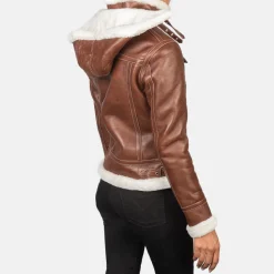 Fiona Brown Hooded Shearling Leather Jacket