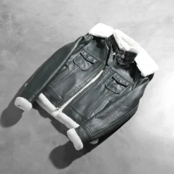 Fiona Green Hooded Shearling Leather Jacket