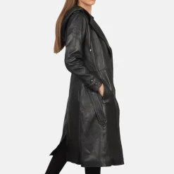 Fixon Hooded Black Trench Coat