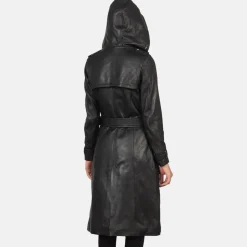Fixon Hooded Black Trench Coat