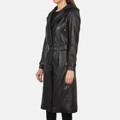 Fixon Hooded Black Trench Coat