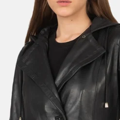 Fixon Hooded Black Trench Coat