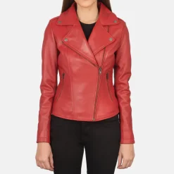 Flashback Red Leather Biker Jacket