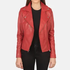 Flashback Red Leather Biker Jacket