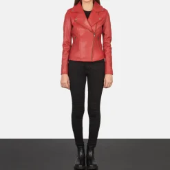 Flashback Red Leather Biker Jacket