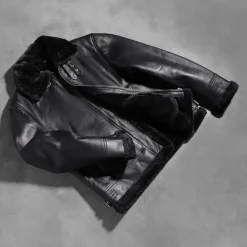Francis B-3 Black Leather Bomber Jacket