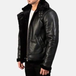 Francis B-3 Black Leather Bomber Jacket