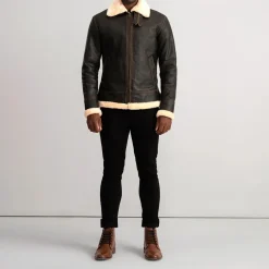 Francis B-3 Brown & Cream Leather Bomber Jacket