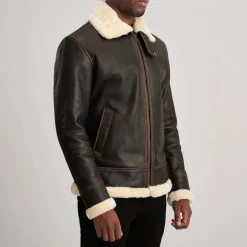 Francis B-3 Brown & Cream Leather Bomber Jacket