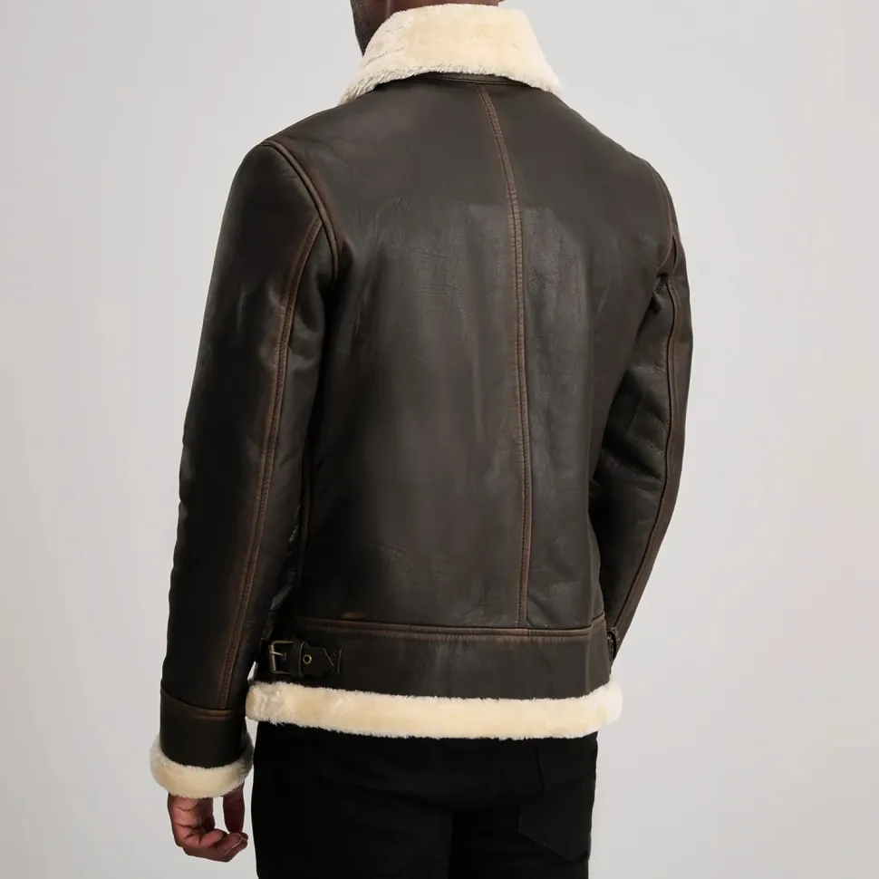 Francis B-3 Brown & Cream Leather Bomber Jacket