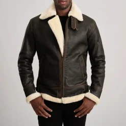 Francis B-3 Brown & Cream Leather Bomber Jacket