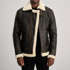 Francis B-3 Brown & Cream Leather Bomber Jacket
