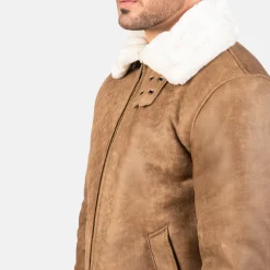 Francis B-3 Distressed Brown Leather Bomber Jacket