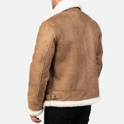 Francis B-3 Distressed Brown Leather Bomber Jacket