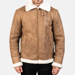 Francis B-3 Distressed Brown Leather Bomber Jacket