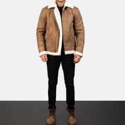 Francis B-3 Distressed Brown Leather Bomber Jacket