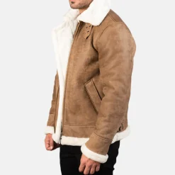Francis B-3 Distressed Brown Leather Bomber Jacket