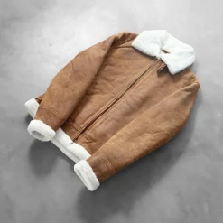 Francis B-3 Distressed Brown Leather Bomber Jacket