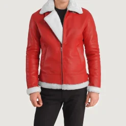 Francis B-3 Red Leather Bomber Jacket