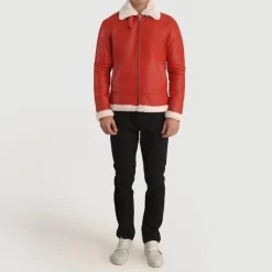 Francis B-3 Red Leather Bomber Jacket