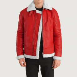 Francis B-3 Red Leather Bomber Jacket