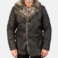 Furlong Black Leather Coat