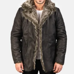 Furlong Black Leather Coat