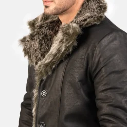 Furlong Black Leather Coat