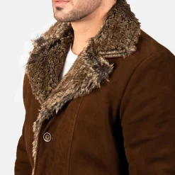 Furlong Brown Suede Leather Coat