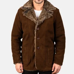 Furlong Brown Suede Leather Coat