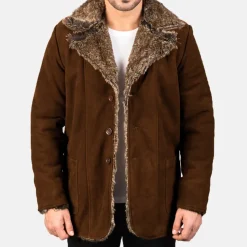 Furlong Brown Suede Leather Coat