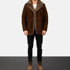 Furlong Brown Suede Leather Coat