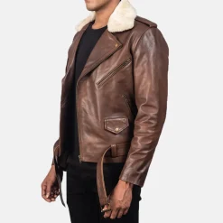 Furton Brown Leather Biker Jacket