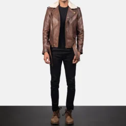Furton Brown Leather Biker Jacket