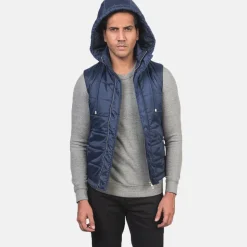 Fuston Blue Hooded Puffer Vest