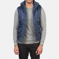 Fuston Blue Hooded Puffer Vest