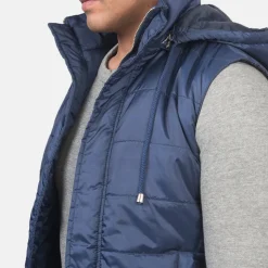 Fuston Blue Hooded Puffer Vest