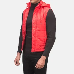 Fuston Red Hooded Puffer Vest