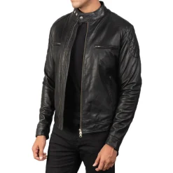 Gatsby Black Leather Biker Jacket