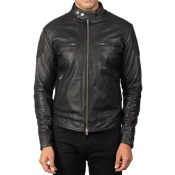 Gatsby Black Leather Biker Jacket