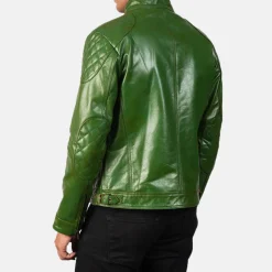 Gatsby Green Leather Biker Jacket