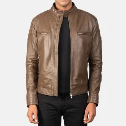 Gatsby Mocha Leather Biker Jacket