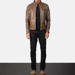Gatsby Mocha Leather Biker Jacket