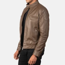 Gatsby Mocha Leather Biker Jacket
