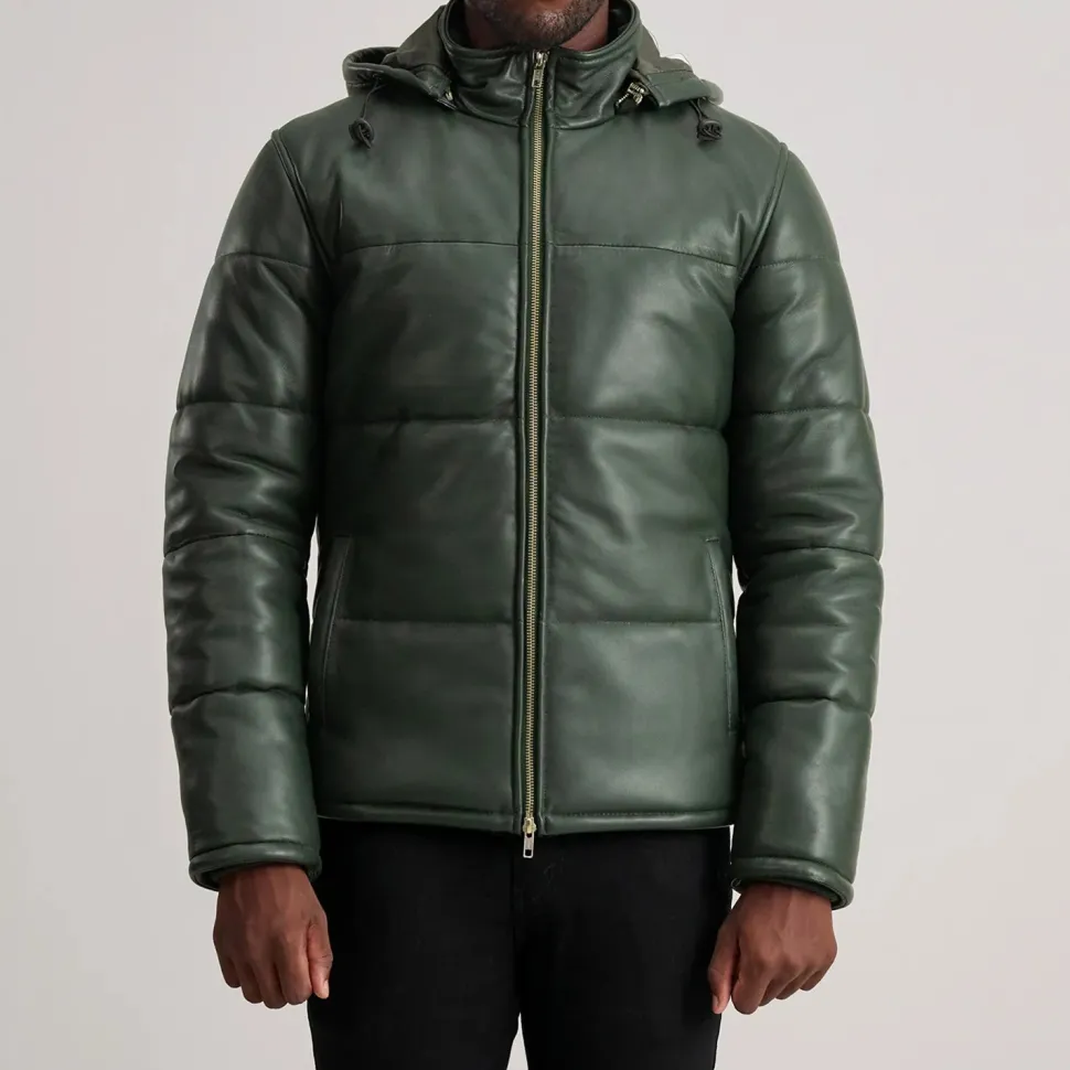 Gordon Green Hooded Leather Puffer Jacket
