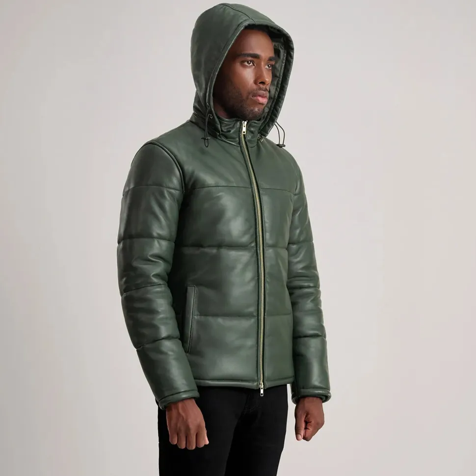 Gordon Green Hooded Leather Puffer Jacket