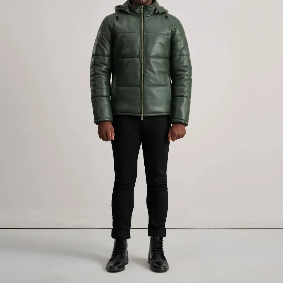 Gordon Green Hooded Leather Puffer Jacket